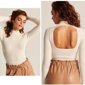 Abercrombie & Fitch Mockneck Open Back Knit Sweater Bodysuit
